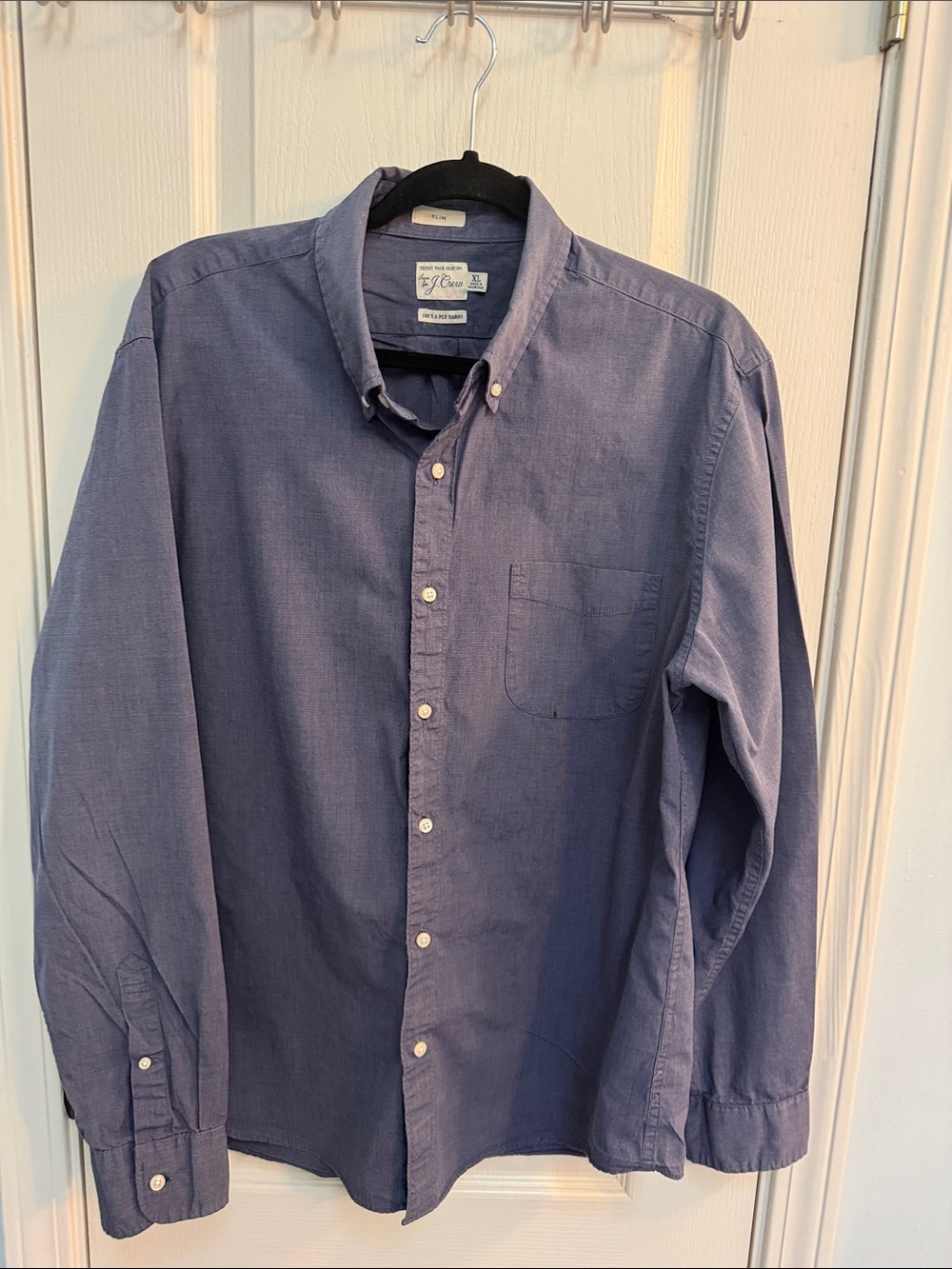 Vintage (1990s) J. Crew Men’s Button-Down Shirt in Blue